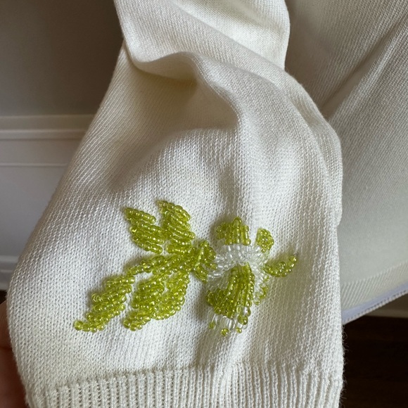 Nanette Lepore Ivory Hand Beaded Cardigan Sweater size Small - Picture 14 of 15